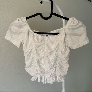 Ruched Short Sleeve Crop Top